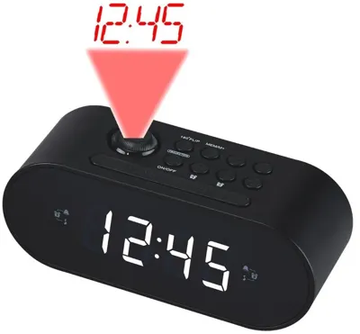 Enzo Denver Wekkerradio met projectie LED zwart - 8140220