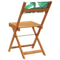 Bistrostoelen 2 st bladpatroon massief acaciahout en stof - thumbnail