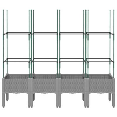Plantenbak met latwerk 160x40x142,5 cm polypropeen lichtgrijs