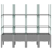 Plantenbak met latwerk 160x40x142,5 cm polypropeen lichtgrijs - thumbnail