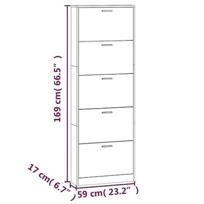 VidaXL Schoenenkast 59x17x169 cm bewerkt hout betongrijs VidaXL Schoenenkast 59x17x169 cm bewerkt hout betongrijs