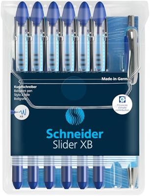 Schneider Schreibgeräte Kugelschreiber Slider Basic XB Rave 6er Etui + Slider Rave XB blau 151277 Balpen 1 stuk(s)