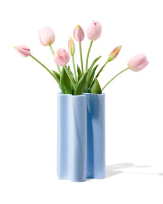 HEMA Vaas Ø12x20cm Keramiek Golf Lichtblauw (blauw) HEMA Vaas Ø12x20cm Keramiek Golf Lichtblauw (blauw)