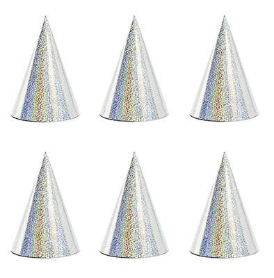 Holografische Feesthoedjes Zilver - 6 Stuks