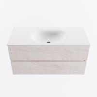 MONDIAZ VICA 100cm badmeubel onderkast Underlayment 2 lades. Wastafel MOON midden zonder kraangat, kleur Talc. - thumbnail