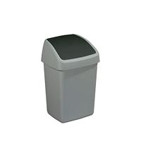 Sunware Delta Prullenbak Met Swingdeksel 10 L Zilvergrijs - thumbnail