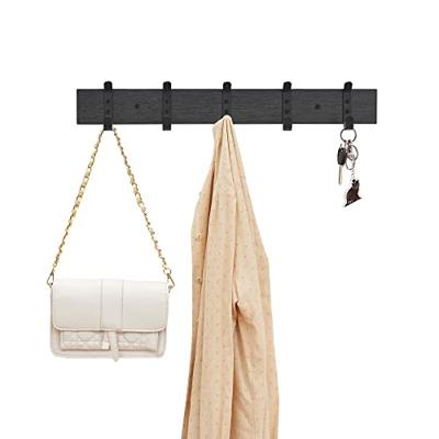 Langwerpige Kapstok met 5 Dubbele Haken, Zwart
