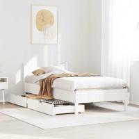 Bedframe met lades massief grenenhout wit 90x200 cm - thumbnail