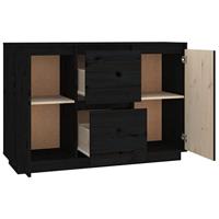 Dressoir 111x34x75 cm massief grenenhout zwart - thumbnail