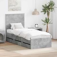 Bedframe met lade Beton Grijs 75 x 190 cm Ingenieurshout - thumbnail