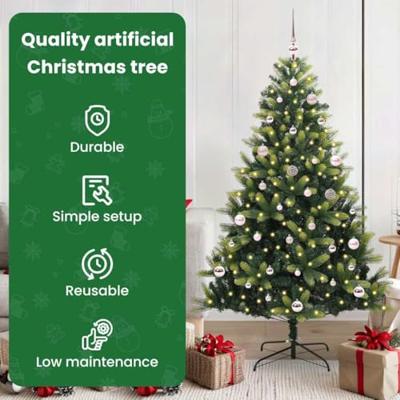 VidaXL Kunstkerstboom met scharnier 150 leds groen 150 cm pvc en pe