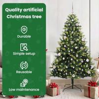 VidaXL Kunstkerstboom met scharnier 150 leds groen 150 cm pvc en pe - thumbnail