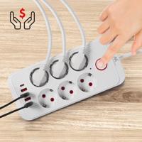 Maclean stekkerdoos, 6-polige verlengkabel + 4xUSB, 110-240V AC 50/60Hz, 2,1A max 2500W, 1,5 m, wit, MCE389 W - thumbnail