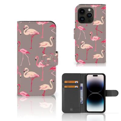 iPhone 15 Pro | Telefoonhoesje | Met pasjeshouder | Flamingo
