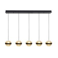Highlight HanglampDynasty zwart recht 5-lichts met amber glas - H5507.28 - thumbnail
