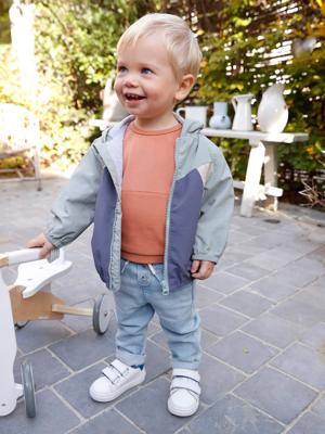 Windjack colorblock voor babyjongens blauwgroen