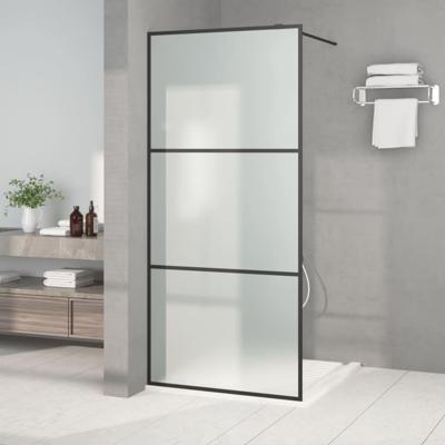 Inloopdouchewand 90x195 cm mat ESG-glas zwart