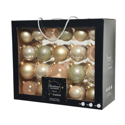 Decoris kerstballen set Glas 42st parel 5-6-7cm