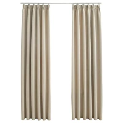 VidaXL Gordijnen verduisterend met haken 2 st 140x225 cm beige VidaXL Gordijnen verduisterend met haken 2 st 140x225 cm beige