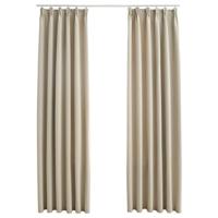 VidaXL Gordijnen verduisterend met haken 2 st 140x225 cm beige - thumbnail