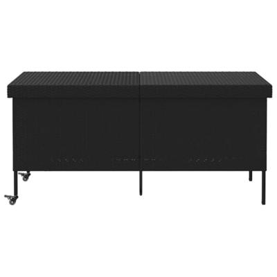 Tuinbox met wielen 160x55x75 cm poly rattan zwart Tuinbox met wielen 160x55x75 cm poly rattan zwart