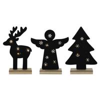 Svenska Living Vilt kerstfiguur op houten voet 8xled - thumbnail