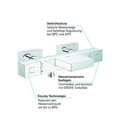 Grohe Cube Badkraan Thermostatisch Met Omstel En Koppeling Chroom