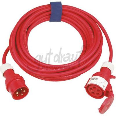 Verlengkabel 25M rood 16A 5-polig rubberkabel H07RN-F 5x1,5mm