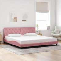 Bedframe met LED zonder matras fluweel roze 200x200 cm - thumbnail
