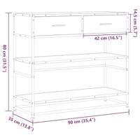 Wandtafel 90x35x80 cm bewerkt hout bruin eikenkleur - thumbnail