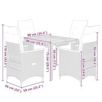 5-delige Bistroset met kussens poly rattan zwart - thumbnail