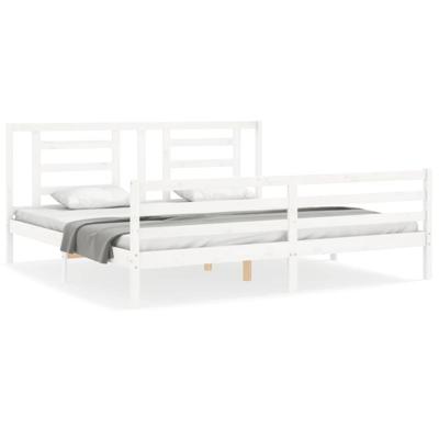 Bedframe met hoofdbord massief hout wit