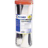 Conrad Components 544979 Kabelbinder 100 mm, 200 mm, 300 mm 3.60 mm Zwart, Natuur 500 stuk(s) - thumbnail