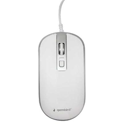 Gembird neu Muis Kabelgebonden Optisch Wit, Zilver 4 Toetsen 800 dpi, 1000 dpi, 1200 dpi