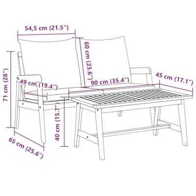 Bistroset met kussen 2 pcs Olie naturel Massief Acaciahout Bistroset met kussen 2 pcs Olie naturel Massief Acaciahout