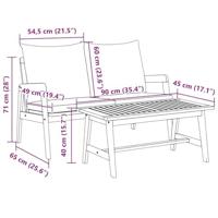Bistroset met kussen 2 pcs Olie naturel Massief Acaciahout - thumbnail