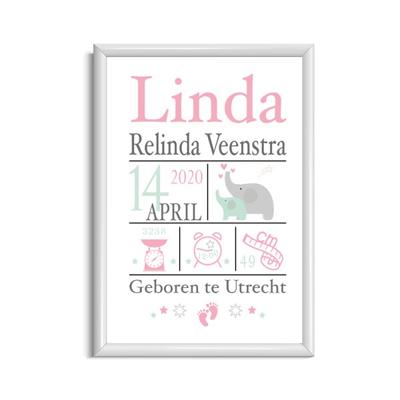 Meisje geboorte poster olifant