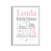Meisje geboorte poster olifant - thumbnail