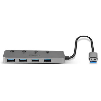 USB-HUB LINDY Zwart Grijs (1 Stuks)