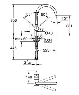 Grohe Minta keukenmengkraan met draaibare C-uitloop zwart