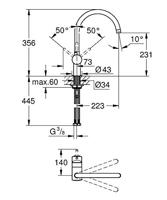 GROHE Minta Keukenkraan - hoog - draaibare ronde uitloop - mat zwart 32917ks0 - thumbnail