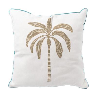 Kussen palmboom - blauw/wit/goud - 45x45 cm