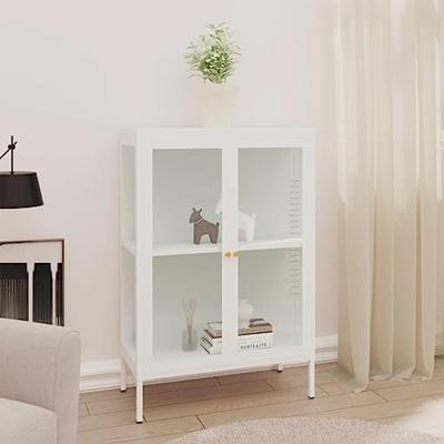 VidaXL Dressoir 75x35x105 cm staal en glas wit