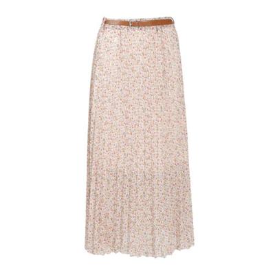 Cassis gebloemde semi-transparante rok lichtroze/bruin