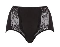 Dames Lace maxi - Kanten dames taille slip - Hoge onderbroek - Biologisch katoen - Badstof kruisje - thumbnail