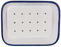 Tade Zeepbakje email met uitlekschaaltje wit/blauw 1 Stuks - thumbnail