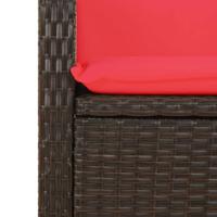 Tuinbankje verstelbaar met kussens poly rattan bruin - thumbnail