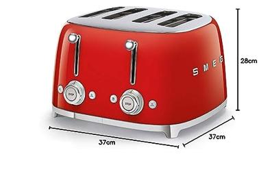 Smeg TSF03RDEU broodrooster 4x4, rood - thumbnail