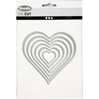 Stans- en embossing mallen, harten, afm 2,5x3-10x11 cm, 1 stuk