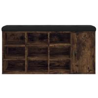 Schoenenbank 102x32x50 cm bewerkt hout gerookt eikenkleurig - thumbnail